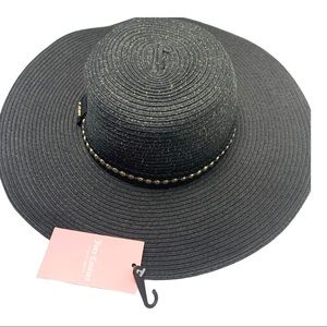 Juicy Couture Womens Wide Brim Black/Gold Sun Hat